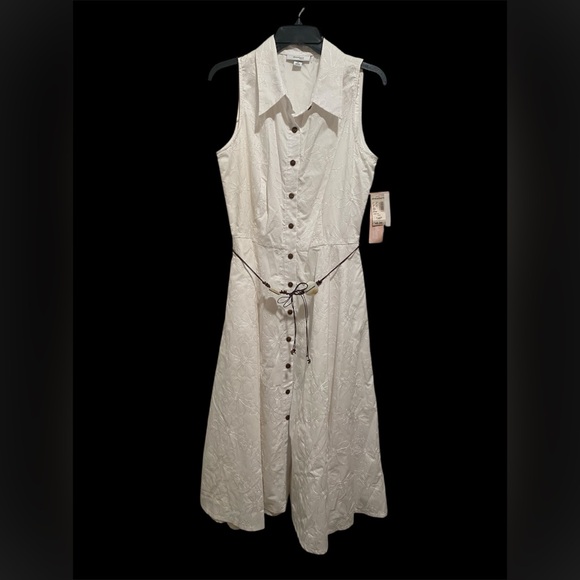Dress Barn Dresses & Skirts - Dress Barn White Embroidered Button Down Dress Size 14 Petite NWT